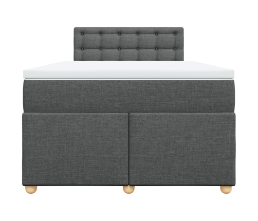 Cama box spring con colchón tela gris oscuro 120x190 cm