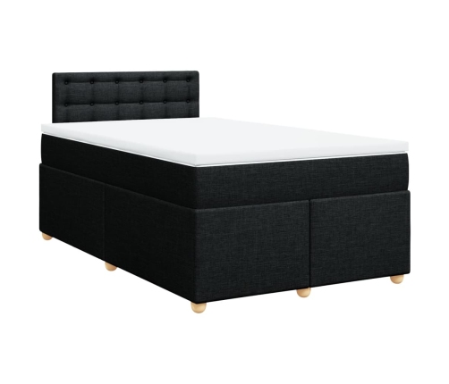 Cama box spring con colchón tela negro 120x190 cm