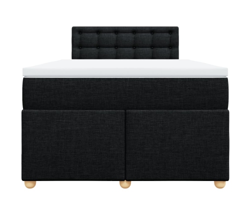 Cama box spring con colchón tela negro 120x190 cm