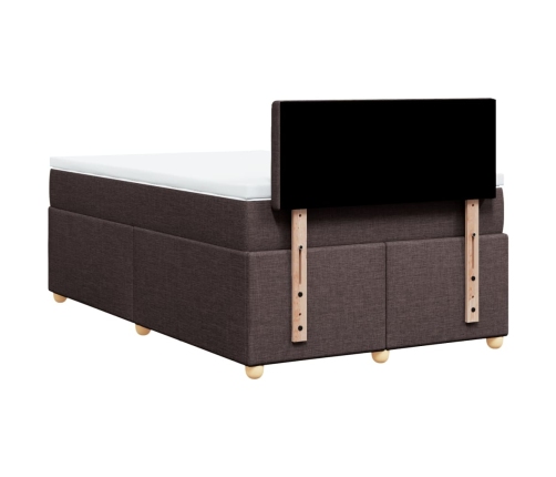 Cama box spring con colchón tela marrón oscuro 120x190 cm