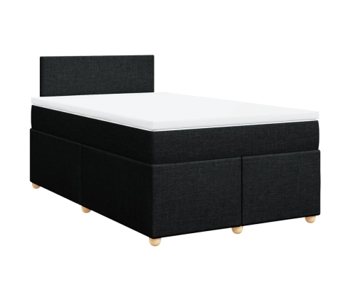 Cama box spring con colchón tela negro 120x200 cm