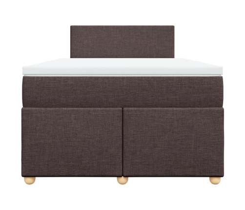 Cama box spring con colchón tela marrón oscuro 120x200 cm