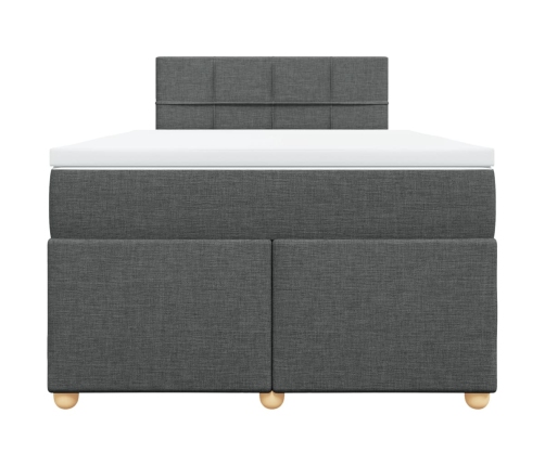 Cama box spring con colchón tela gris oscuro 120x200 cm