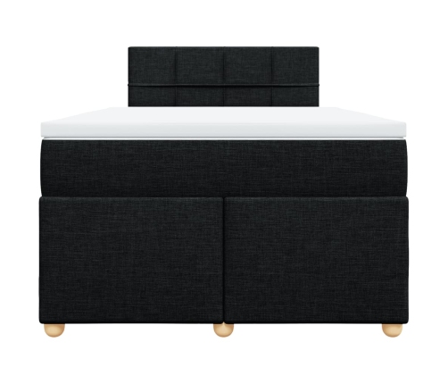 Cama box spring con colchón tela negro 120x200 cm