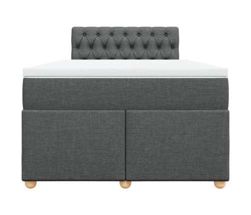 Cama box spring con colchón tela gris oscuro 120x200 cm