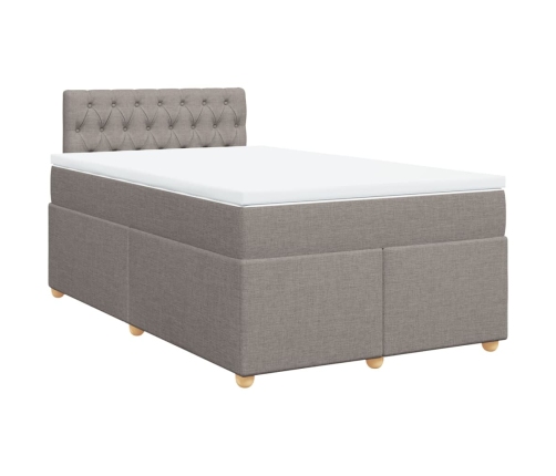 Cama box spring con colchón tela gris taupe 120x200 cm