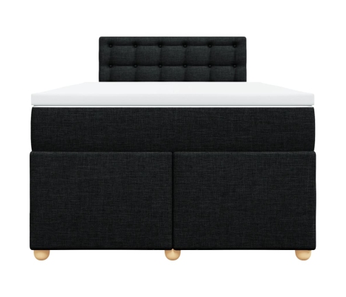 Cama box spring con colchón tela negro 120x200 cm