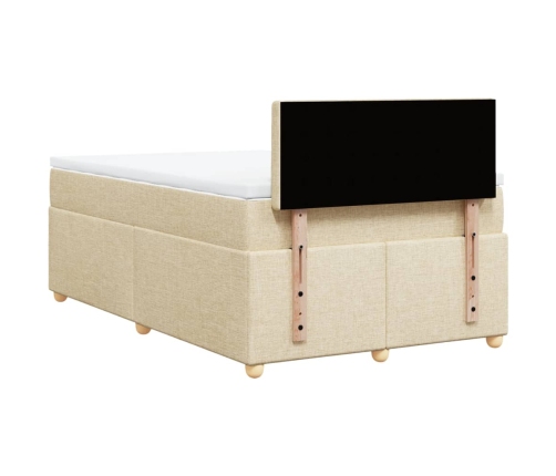 Cama box spring con colchón tela color crema 120x200 cm