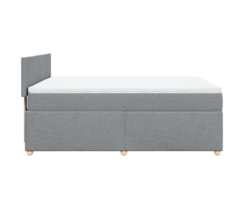 Cama box spring con colchón tela gris claro 140x190 cm