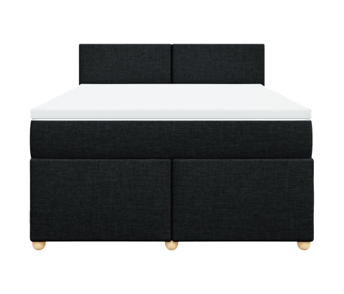 Cama box spring con colchón tela negro 140x190 cm