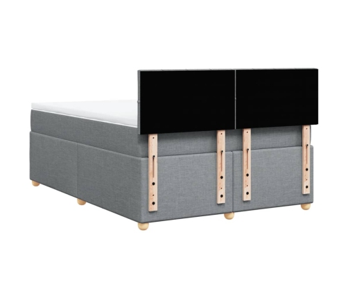 Cama box spring con colchón tela gris claro 140x190 cm