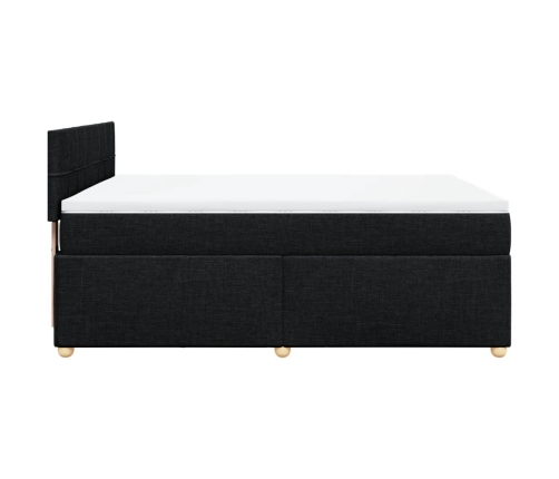 Cama box spring con colchón tela negro 140x190 cm