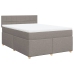 Cama box spring con colchón tela gris taupe 140x190 cm