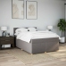 Cama box spring con colchón tela gris taupe 140x190 cm