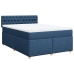 Cama box spring con colchón tela azul 140x190 cm