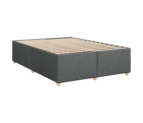 Cama box spring con colchón tela gris oscuro 140x190 cm