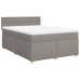 Cama box spring con colchón tela gris taupe 140x190 cm