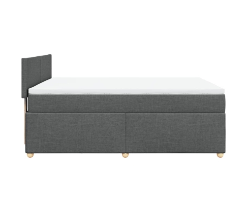 Cama box spring con colchón tela gris oscuro 140x200 cm