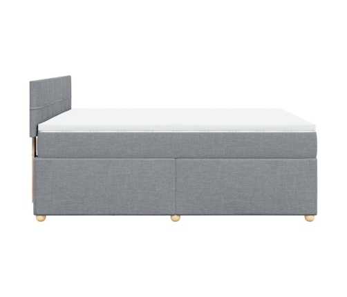 Cama box spring con colchón tela gris claro 140x200 cm