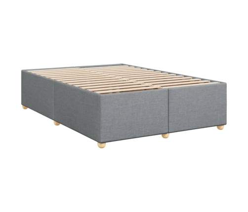 Cama box spring con colchón tela gris claro 140x200 cm