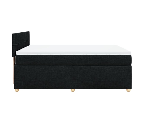 Cama box spring con colchón tela negro 140x200 cm