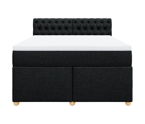 Cama box spring con colchón tela negro 140x200 cm