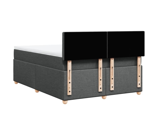 Cama box spring con colchón tela gris oscuro 140x200 cm