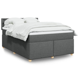 Cama box spring con colchón tela gris oscuro 140x200 cm