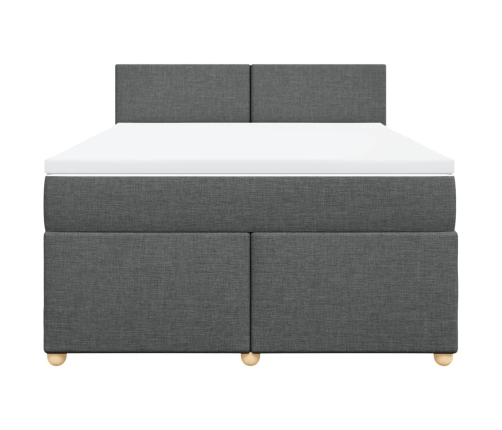 Cama box spring con colchón tela gris oscuro 160x200 cm