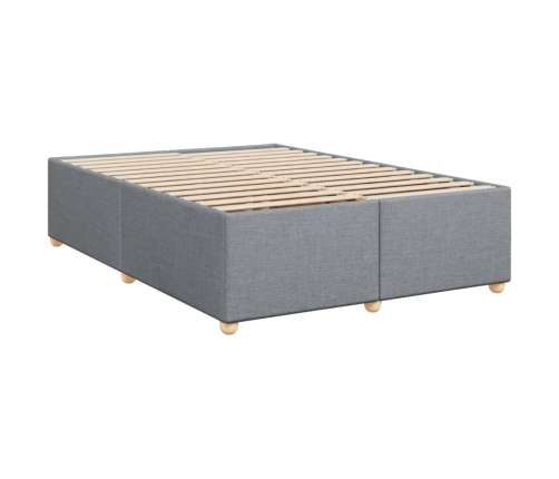 Cama box spring con colchón tela gris claro 160x200 cm