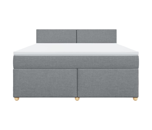 Cama box spring con colchón tela gris claro 180x200 cm