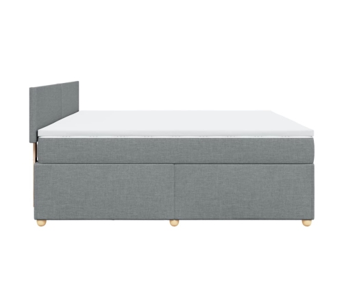 Cama box spring con colchón tela gris claro 180x200 cm