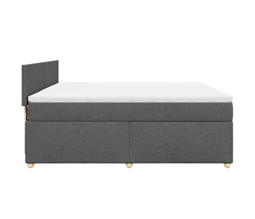 Cama box spring con colchón tela gris oscuro 180x200 cm