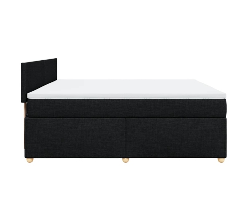 Cama box spring con colchón tela negro 180x200 cm