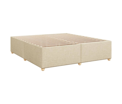 Cama box spring con colchón tela color crema 180x200 cm