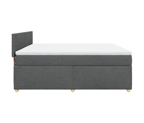 Cama box spring con colchón tela gris oscuro 180x200 cm