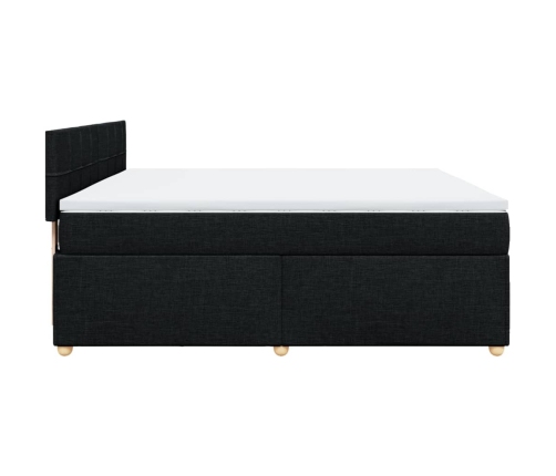 Cama box spring con colchón tela negro 180x200 cm