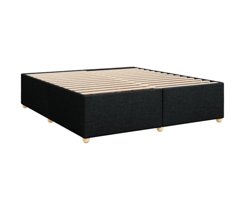 Cama box spring con colchón tela negro 180x200 cm