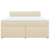 Cama box spring con colchón tela color crema 180x200 cm