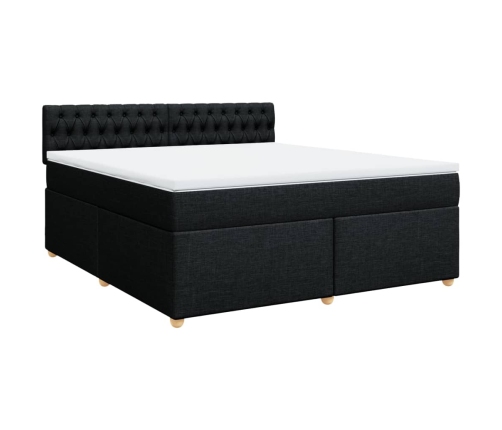 Cama box spring con colchón tela negro 180x200 cm