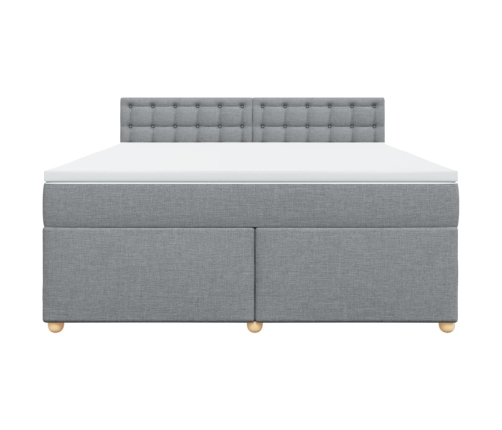 Cama box spring con colchón tela gris claro 180x200 cm