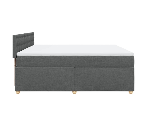 Cama box spring con colchón tela gris oscuro 180x200 cm