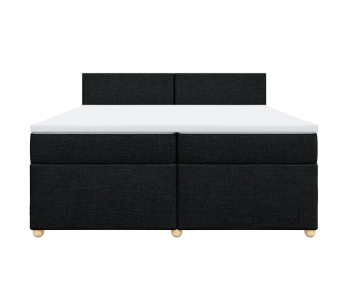 Cama box spring con colchón tela negro 200x200 cm