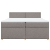 Cama box spring con colchón tela gris taupe 200x200 cm