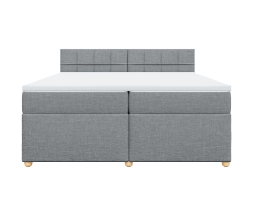 Cama box spring con colchón tela gris claro 200x200 cm