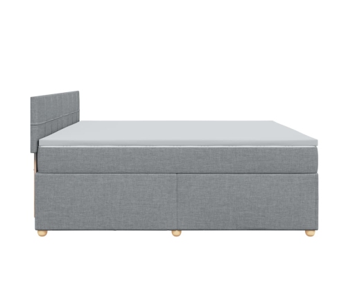 Cama box spring con colchón tela gris claro 200x200 cm