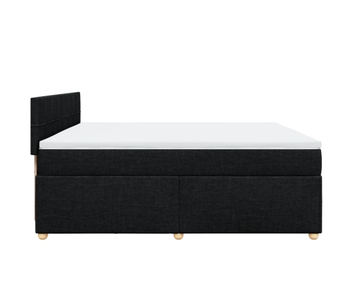 Cama box spring con colchón tela negro 200x200 cm