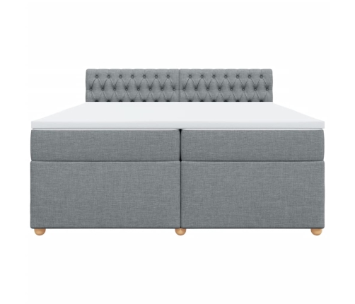 Cama box spring con colchón tela gris claro 200x200 cm