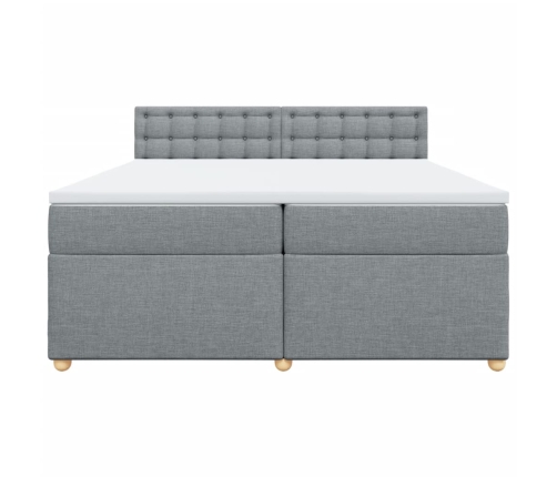 Cama box spring con colchón tela gris claro 200x200 cm