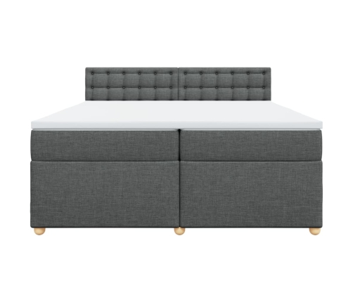 Cama box spring con colchón tela gris oscuro 200x200 cm